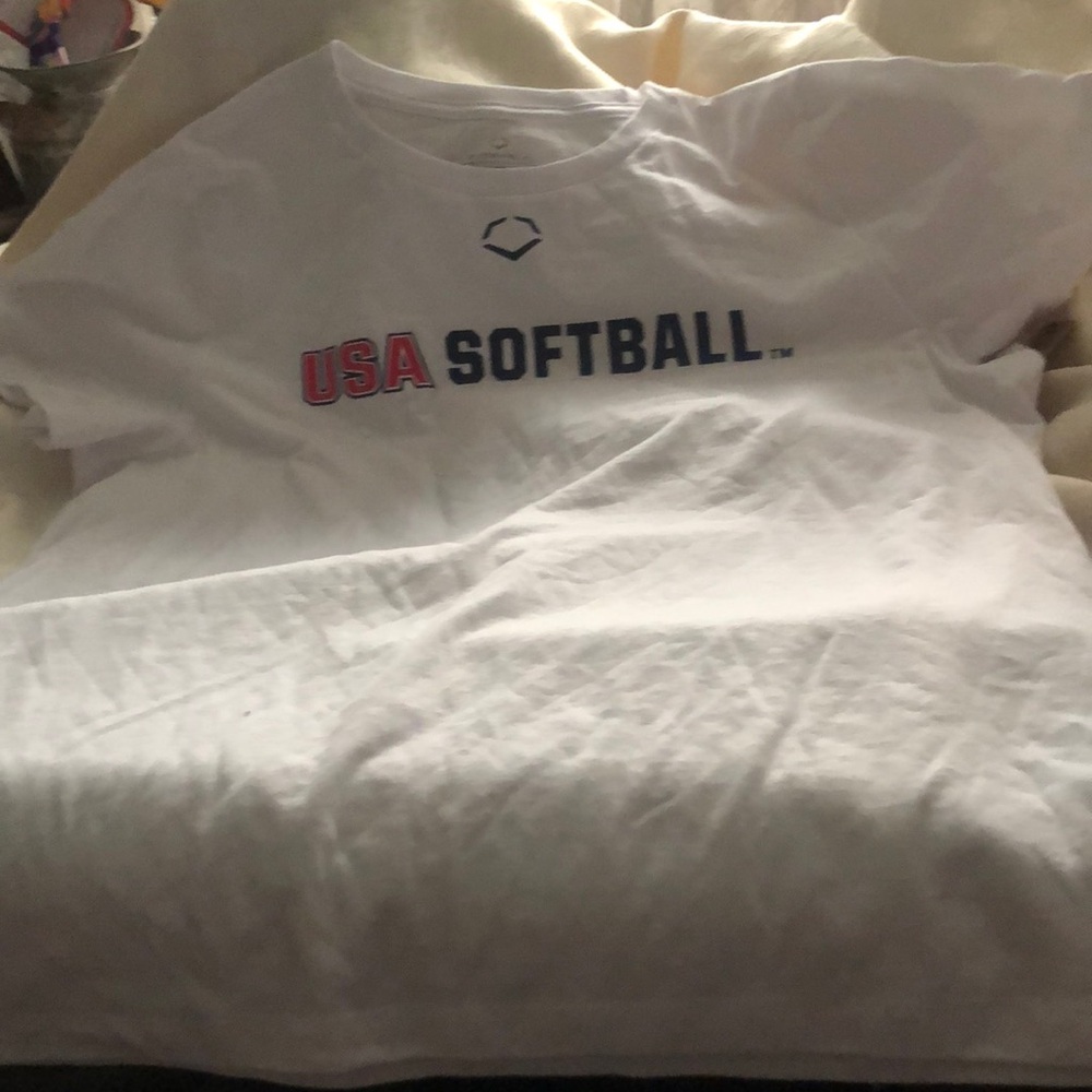 USA Softball women’s evosheild White softball T-Shirt